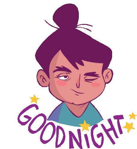 Sleepy Girl Saying Goodnight Sticker - Luluand Jazz Tired Goodnight Stickers