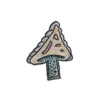 a drawing of a mushroom with a triangle shaped top