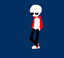 a silhouette of a person in a red and white outfit
