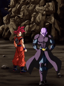 a cartoon of goku and hit from dragon ball