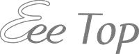 a logo for eee top is shown in gray on a white background