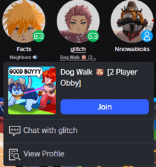 a screenshot of a chat with glitch app