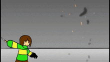 a cartoon character is holding a knife in his hand