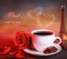 good morning coffee rose hearts