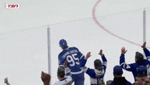 a hockey player with the number 95 on his back