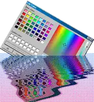 a computer screen displays a rainbow colored palette of colors