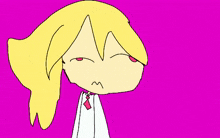 a drawing of a girl with long blonde hair and red eyes