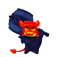 a cartoon drawing of a devil with a hammer