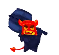 a cartoon drawing of a devil with a hammer