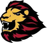 a lion 's head with its mouth open and its teeth showing