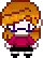 a pixel art of a girl with glasses and a red shirt .