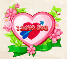 a pink heart with the words " i love you " written on it