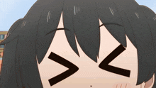 a cartoon of a girl with her eyes closed and a sign in the background that says " emma "