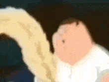 a close up of a cartoon character with his mouth open holding a rope .