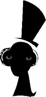 a black and white drawing of a person wearing a top hat and headphones .