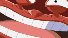 a close up of a cartoon character 's mouth with a huge smile