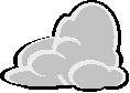 a pixel art drawing of a cloud with smoke coming out of it on a white background .