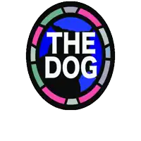 a colorful logo for the dog with a black dog in the center