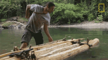 wooden raft hazen audel primal survivor river side preparing
