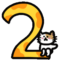 a cartoon cat is standing next to the number two