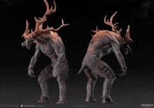 a statue of a monster with antlers and the words skydance written on the bottom