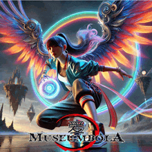 a painting of a woman with wings and the words museum bola