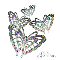a picture of three butterflies with the name yssan on the bottom right