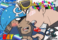 a cartoon drawing of two men with the words " noticed that ur gay " on the bottom