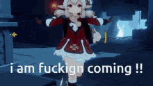 a video game character says i am fuckign coming !!