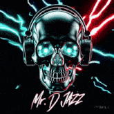 a skull with headphones and the name mr. d jazz on the bottom