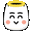 a close up of a cartoon cat 's face with a yellow crown on its head .