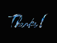 the word thanks is written in blue and white