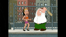 a cartoon of peter griffin holding a bat