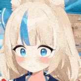 a close up of a anime girl with blonde hair