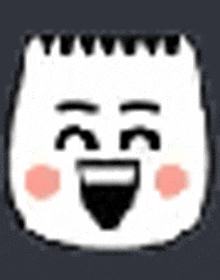 a pixel art drawing of a marshmallow with a smiley face on it .