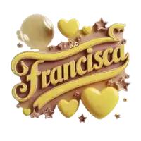 a logo for francisca with yellow hearts and stars