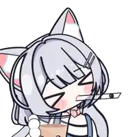 a cartoon of a girl with cat ears holding a cup of coffee
