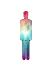 a silhouette of a person with a rainbow colored body and legs