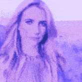 a purple and pink painting of a woman
