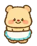 a cartoon drawing of a teddy bear wearing a blue apron .
