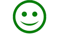 a green and white smiley face with a smile on it
