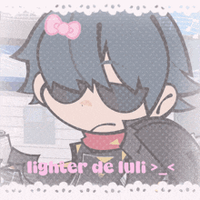 a drawing of a girl with a pink bow on her head and the words lighter de juli > <