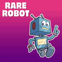 a cartoon of a robot with the words rare robot below it