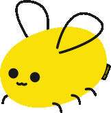 a yellow bee with black wings and black eyes