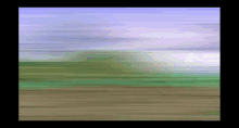 a painting of a field with a blue sky