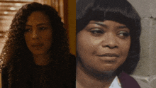 a woman with curly hair and a woman with a fringe
