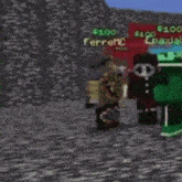 a group of minecraft characters are standing next to each other in a game .