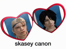 two heart shaped mirrors with the words skasey canon written below them