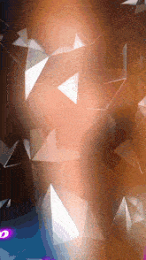 a computer generated image with triangles and a purple light in the corner
