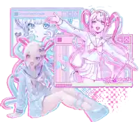 a drawing of a girl with the word lavender galactic on it